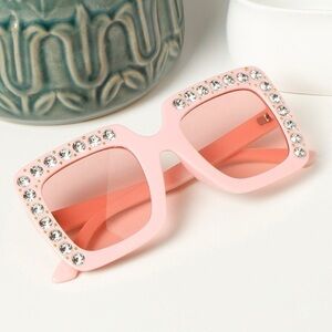 Baby Girls Pink Studded Square Sunglasses